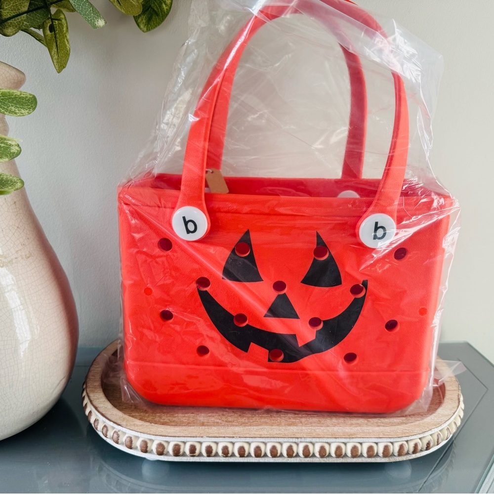 NWT EVA Bogg or Croc style pumpkin Waterproof Tote - Bitty Size- orange - Picture 3 of 7